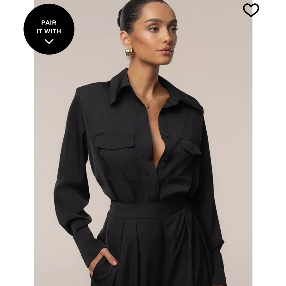 Jluxlabel Elegant Black Long Sleeve Blouse Size S